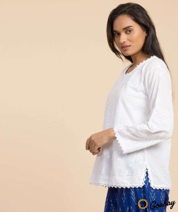 Ladies Embroidery Top 1 White - Image 3