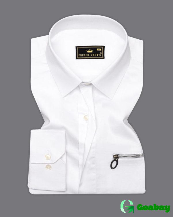 White Designer Shirt Zipper Pockets/Tuxedo/Colour - Image 2