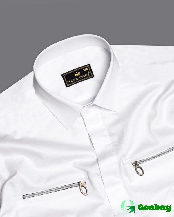 White Designer Shirt Zipper Pockets/Tuxedo/Colour - Image 3