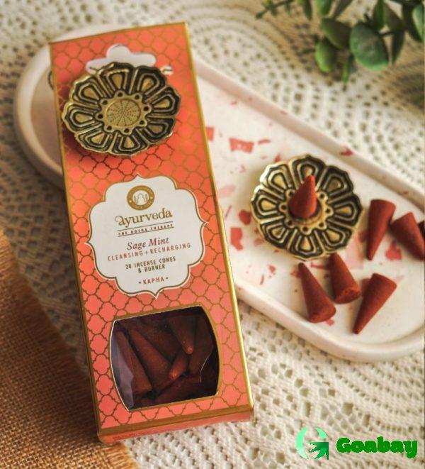 Sage-Mint Ayurveda Incense Cones - Image 2