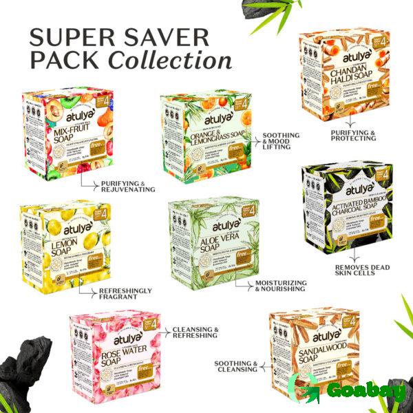 Atulya Soap activated bamboo charcoal - (pack of 4) - Image 4