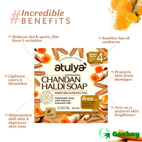 Atulya Soap chandan haldi Combo - 300g (pack of 4) - Image 2