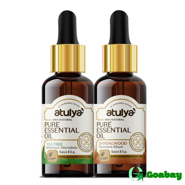Atulya tea tree & sandalwood essential oil combo (pack of 2)