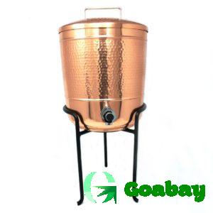 Hammered Copper Storage Pot with Iron Stand, 8 Liters